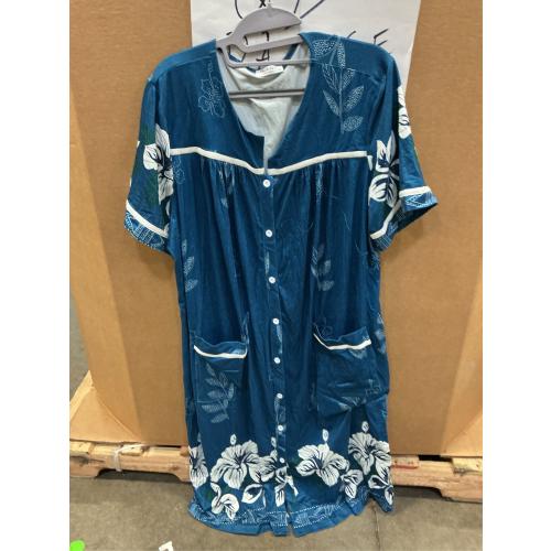XL Ekouaer Nightgowns for Women House Dress with Pockets Button Down Sleepshirt Short Sleeve Nightshirt Housecoat