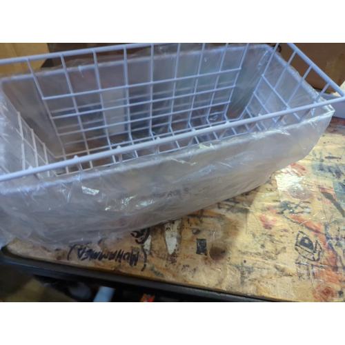 Hanging Kitchen Baskets Adhesive Sturdy Wire Storage Baskets with Kitchen Food Pantry Bathroom Shelf Storage No Drilling Wall Mounted,White,2 Pack