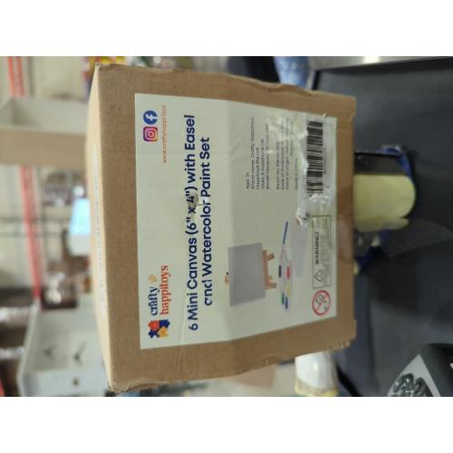 Mini Canvas and Easel Set with Mini Watercolor Paint in Bulk Set of 6 - Kids Art Party Favors & Party Supplies - 4x4 Small Canvases for Painting with Mini Easel - Water Colors Paint for Kids