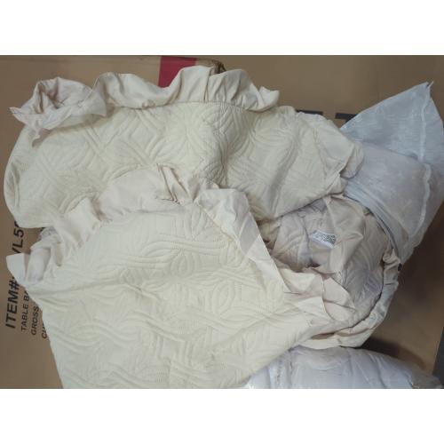 Size Large Set of 3 Quilt Bedding Set Size, Beige Ruffled Lightweight Soft Bedspreads Queen Size Coverlet, Basket Weave Quilted Blanket Thin Quilt Bed Cover for All Season - 3 Piece (1Quilt, 2 Pillow Shams)