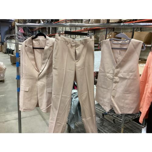 SIZE L  Men's 3 Piece Solid Suit Set, One Button Slim Fit Jacket Vest Pants