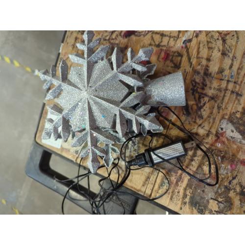 Christmas Tree Topper Lighted With 6 Projection Modes: Built-in 360° Led Rotating Projector Snowflake Tree Topper 3d Christmas Tree Decor Christmas Projector For Xmas Holiday Christmas Tree Decoration