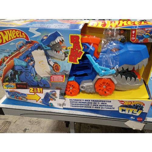 Mattel Hot Wheels T-Rex with Race Track City Ultimate Hauler
