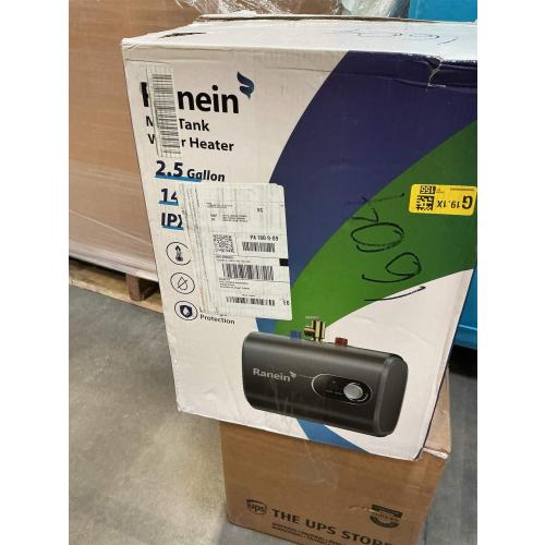 Gen II Ranein 2.5-Gallon Electric Mini-Tank Water Heater, 120V, 1440W Instant Hot Water for Point-of-Use, Quick and Easy Installation, Compact Under-Sink or RV Design, Floor Mounting