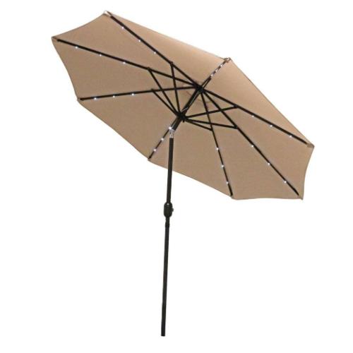 Sunnydaze 9 ft. Aluminum Market Solar Tilt Patio Umbrella in Beige