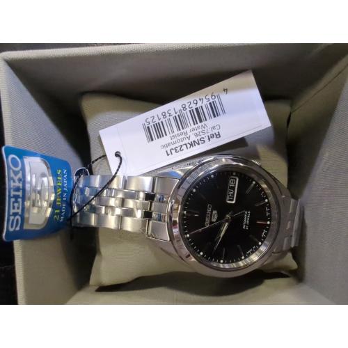 Seiko 5 Black Dial Stainless Steel Men's Watch SNKL23J1