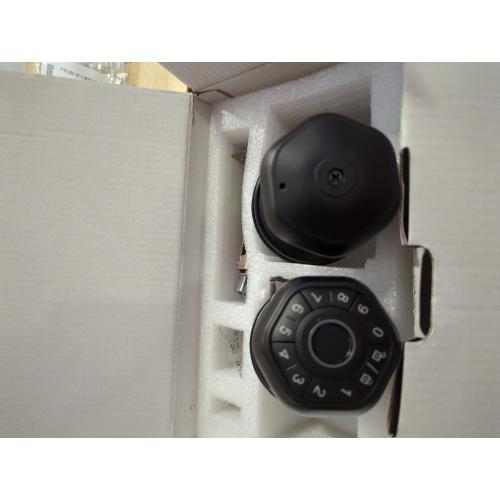 Smart Lock with Handle, Smart Fingerprint Door Lock Electronic Lock Round Knob with Password/Key/APP Unlock,for Bedroom/Front Door/Apartment(Black)