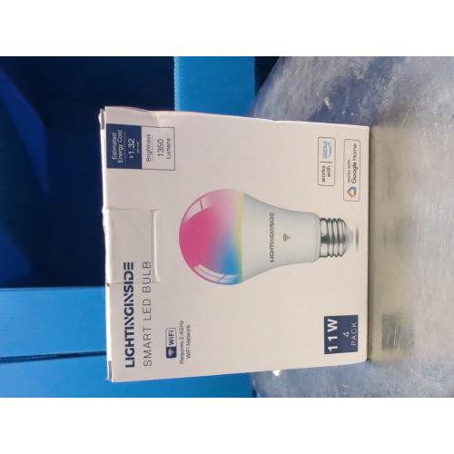 Pack of 4 11W Lightinginside Smart Light Bulbs 11W Equivalent, WiFi Smart Bulb Compatible with Alexa/Google Assistant/Smart Life, A19 E26 RGBCW Color Changing, No Hub Required,2.4G WiFi, ETL Listed, 11W 800LM, 4PCS