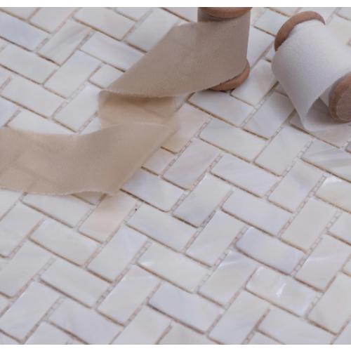 Mother of Pearl 0.6 x 1.2 Seashell Chevron Mosaic Tile Box