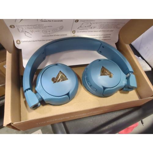 Color Blue POGS Kids Bluetooth Wireless Headphones | the Gecko 2 | Foldable, Durable Headphones for Kids 3  | Volume Limited 85 DB, Microphone | on-Ear | Wireles