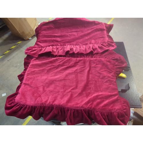 Ruffles Pillow Shams -100% Egyptian Cotton 600 TC (4 Pieces Set) King Size- Burgundy Solid