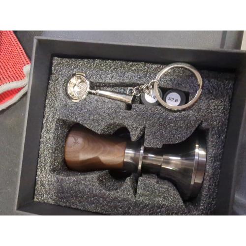 54mm Espresso Tamper For Breville Machines Calibrated Tamper Tool Espresso Walnut, Auto-Leveling and 30lb Spring Loaded Design Coffee Tamper With Stainless Steel Ripple Base