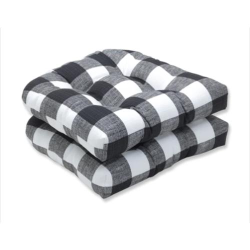 Anderson Matte Wicker Seat Cushions Set of 2 Black and White checkered
