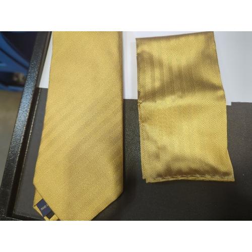 Color Gold HISDERN Mens Ties Striped Ties for Men Formal Tie and Pocket Square Set Necktie for Wedding Business Graduation