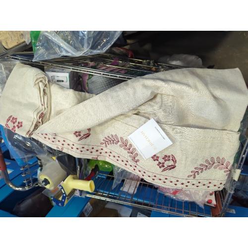 jinchan Belrose Linen Curtains for Bedroom Floral Curtains 84 Inch Length Linen Blend Burgundy Red Embroidered Drapes Farmhouse Flower Patterned Drapes for Living Room Window Treatments Set 2 Panels