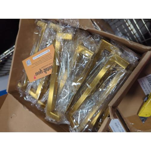 goldenwarm 40 Pack 6-1/4 inch Gold Cabinet Pulls Brushed Brass Drawer Handles Modern Square Stainless Steel Hardware Pull for Kitchen Cupboard Dresser