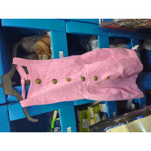 Size M Halter Backless Mini Dress Women Summer Elegant Sleeveless Gold Button Solid Color Dresses Lady Party Vestidos