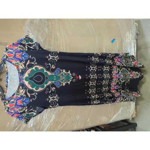Akivide Womens Small Boho Summer Short Sleeve Ethnic Floral Print Maxi Dress 2024 Crew Neck Casual Loose Dress with Pockets