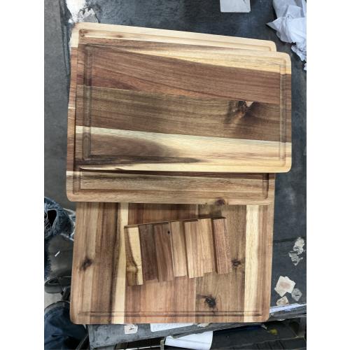 Acacia Wood Cutting Board for Kitchen, Non-Toxic Cutting Board Set of 3, Chopping Boards with Deep Juice Groove for Meat, Cheese & Vegetables - Durable & Double sided with serving Compartments