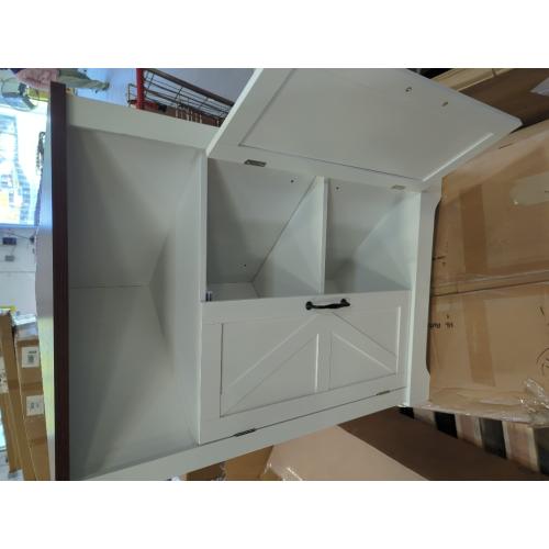 Bathroom Corner Cabinet,Farmhouse Floor Corner Cabinet with Doors and Adjustable Shelves, Freestanding Wooden Storage Hutch Cupboard for Bathroom, Kitchen, Living Room, White