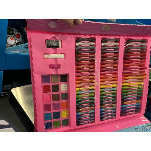 208 PCS Art Supplies,Drawing Art Kit Painting Art Set for Kids Girls Boys Artist, Gift Box with Trifold Easel, Includes Pastels, Crayons, Colored Pencils, Coloring Book, Scissors, Origami Paper 40 Sh.