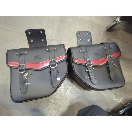 KEMIMOTO Motorcycle Saddle Bags PU Leather Saddlebags Waterproof with Cup Holder 18L Capacity Compatible with Softail Dyna Road King Universal