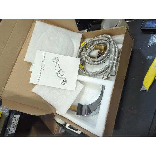 SKOWLL Polished Chrome Deck Mount Bathroom Faucet, 2 Handle Modern LED Waterfall Vanity Sink Faucet, 8 Inch Widespread Lavatroy Sink Faucets