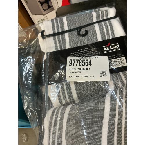 3 packs All-Clad Striped Dual Kitchen Towel in Pewter
