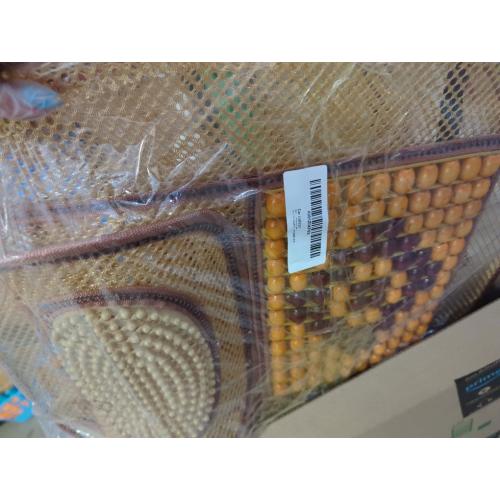 Wood Beaded Comfort Seat Cover with Cooling Ventilated Mesh Lumbar Back Brace Massage Support Cushion for Car Seat Chair