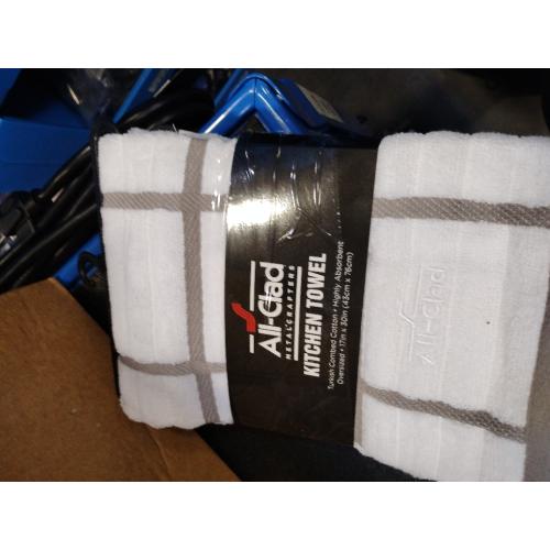 All-Clad Checked Kitchen Towel: Highly Absorbent, Super Soft Long Lasting - 100% Cotton, 17x30 Tea Towel for Cleaning & Drying Dishes, Pans, Glassware, or Countertops, (2-Pack), Titanium Gray