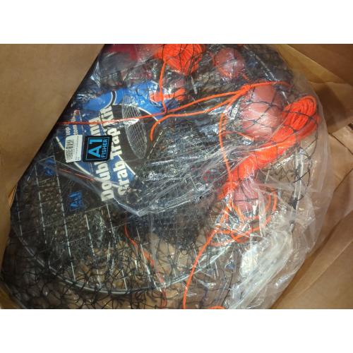 Double Ring Crab Trap - Steel Ring Crab Net, 24 Top, 20 Bottom, 50' Rope, Bait Bag, Clip, Gauge for Dungeness, Rock and Blue Crab