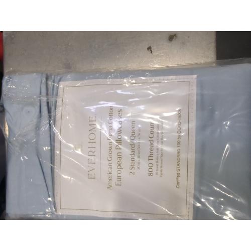 Everhome American Grown Pima Cotton European Pillowcase 2 Standard/Queen 800 Thread Count Skyway
