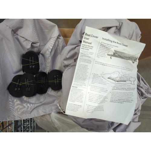PYLE Boat Cover, Boat, Boat Covers, Heavy Duty Trailerable Waterproof Marine Grade Polyester, Fits Pontoon/Deck Boats 21-24 ft, Beam Width up to 94, Includes Storage Bag, Gray, 300D PU Coated