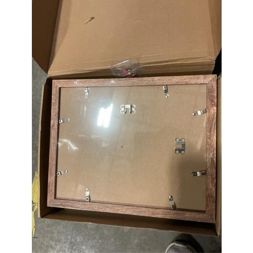 iRahmen 11x14 Picture Frame Set of 4 with Tempered Glass, Rustic Brown Frame Display 8x10 Pictures with Mat or 11 x 14 Without Mat, Wooden Photo Frames for Wall Mounting