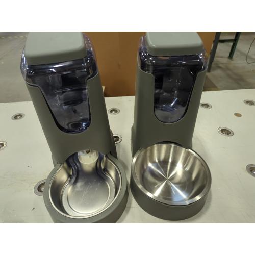 Automatic Cat Feeder and Water Dispenser with Stainless Steel Bowl Dog Gravity Food Feeder and Waterer for Small Medium Pets Puppy Kitten 1 Gallon x 2