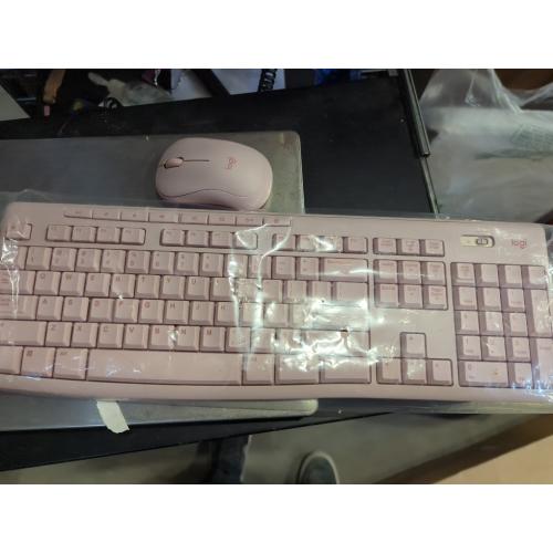 Logitech MK270 Wireless Keyboard and Mouse Combo for Windows, 2.4 GHz, 8 Multimedia Keys, PC, Laptop, Wireless Keyboard Compact Mouse Combo - Rose