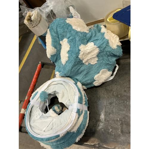 Lesure Cat Tunnel Bed for Indoor Cats - Cute Cat Donut Tunnel Toys for Small Large Cats with Washable Circle Cushion, Round Pet Peekaboo Cave Toy for Kitten/Puppy/Rabbit, Standard Cozy Clouds Blue