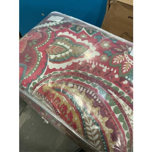 ENASAL Cotton Bedspread Quilt Sets, Reversible Bedding Coverlet Sets Comforter, Floral Paisley Bedspread (Red, King Size)