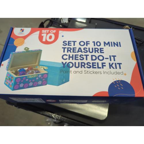 10 Sets Jewelry Box Painting Set for Kids with Stickers - Bulk Stockings & Birthday Goodie Bag Stuffer - Kids Party Favors Toy Return Gifts - Unfinished Wooden Treasure Boxes For Arts & Craft