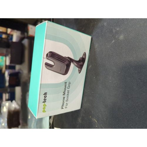 Car Phone Mount for Pop Socket: Strong Adhesive Cell Phone Holder for Automobile Dashboard - Adjustable Dash Sticky Cellphone Stand for iPhone Samsung with Thick Socket Wallet Grip Card Holder