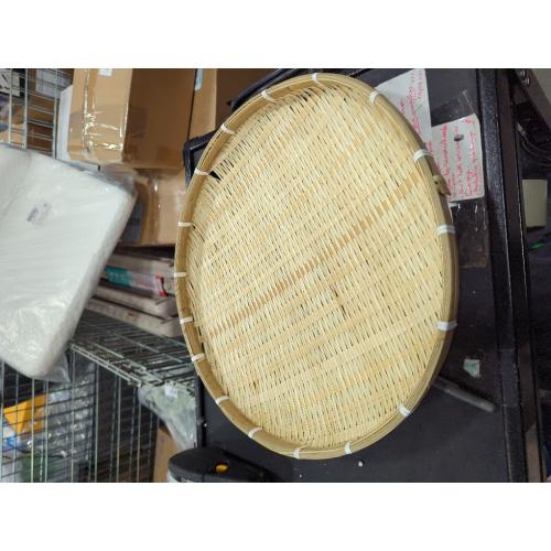 GANAZONO Bamboo Woven Tray Round Bamboo Basket for Food Storage Decorative Woven Container for Parties Homes and Restaurants