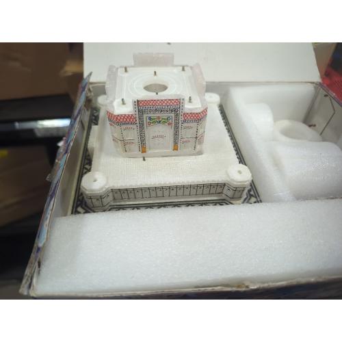 Size 6 inch CARRY ME Indian White Marble Handmade Agra Taj Mahal Replica Model with Colourful Painting (6 INCH)