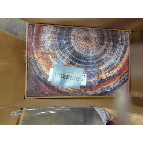 BingruiArt Faux Wood Tree Ring 03 Canvas Wall Art 12x16 Framed | Boho Abstract Nature Wall Decor, Red and Gold Abstract Wood Grain Print, Living Room Bedroom Bathroom or Office