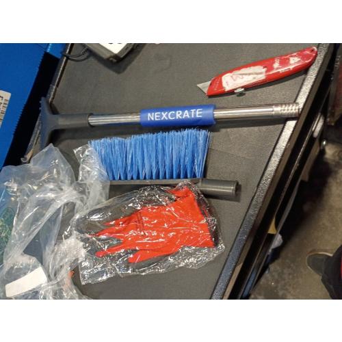 Extra Long Telescoping Car Snow Brush & Ice Scraper - Adjustable 35.2 to 51.57 Handle, Wide Bristles for SUV & Truck Windshields (Blue)