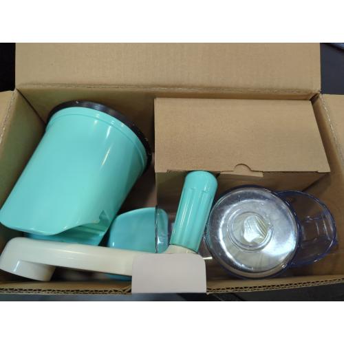 Blue X Home Rotary Cheese Grater for Kitchen, Shredder with 3 Interchangeable Blades, Rotary Grater with Handle and Strong Suction Base, for Vegetables, Fruit, Nuts, Easy to Use and Clean, Blue