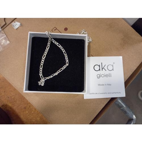 Aka Gioielli - Italian 925 Sterling Silver 7mm Diamond-Cut Figaro Link Chain - Solid Sterling Silver Necklace for Men and Women - Made in Italy