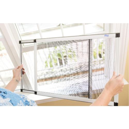 Fenestrelle Expandable Window Screen, Adjustable Window Screen, Flame Resistant Fiberglass Mesh, Durable Aluminum Frame with Built-In Weatherstrip
