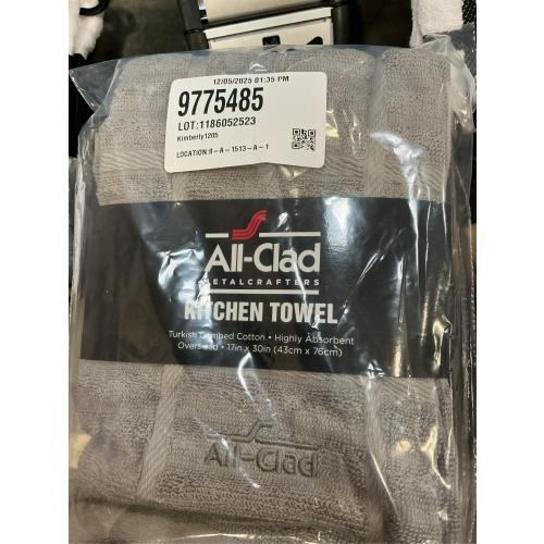 All-Clad Solid Kitchen Towel: Highly Absorbent, Super Soft Long Lasting - 100% Cotton, 17x30 Tea Towel for Cleaning & Drying Dishes, Pans, Glassware, or Countertops, (1-Pack), Titanium Gray