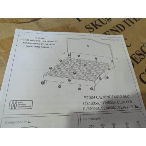 Upholstered CaliKings Bed Frame Stone