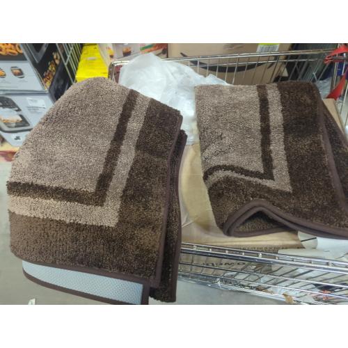 Size medium Color Brown Bathroom Rugs Sets 2 Piece,Soft Bath Mats for Bathroom, Bath Rugs Non Slip Washable, Absorbent Bath Rug for Tub,Shower and Toilet, Bathroom Mat Set